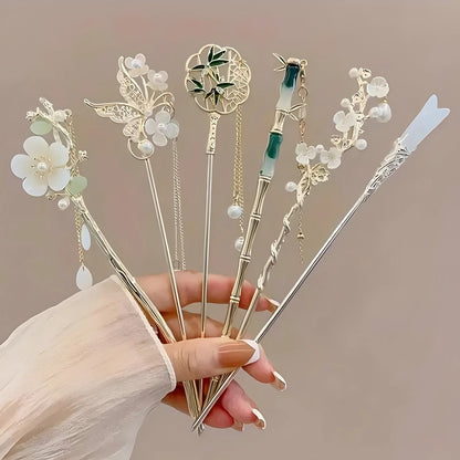 Chinese Style Floral Tassel Hair Stick