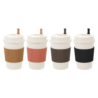 450ml Wheat Straw Reusable Coffee Cup with Lid
