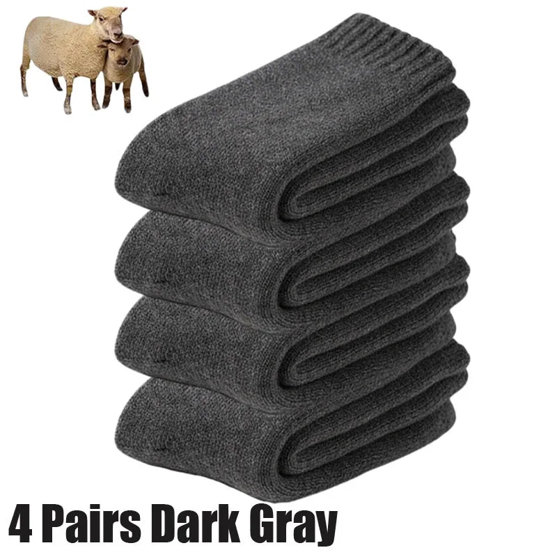 4 Pairs Winter Thermal Wool Socks