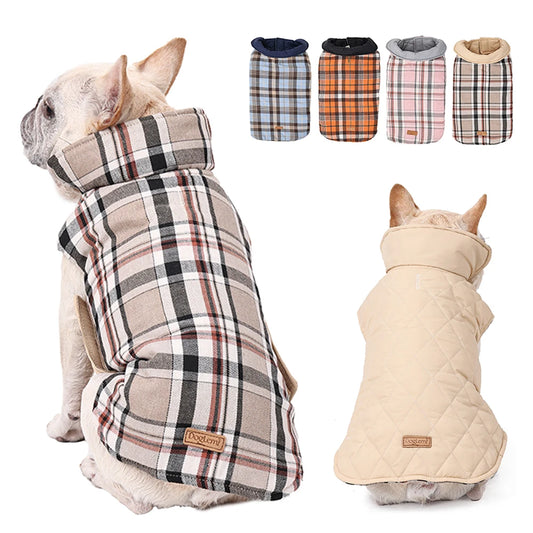 Waterproof Plaid Dog Jacket for Winter