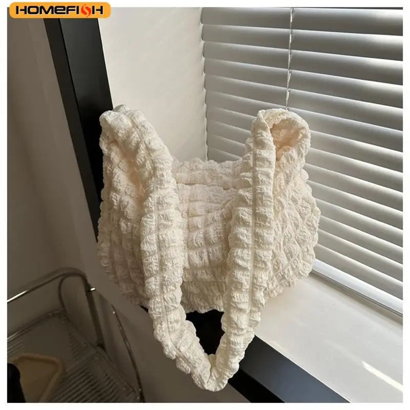 Pleated Quilted Crossbody Shoulder Bag