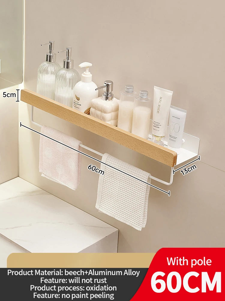 Wood & Aluminium Wall Storage Shelf