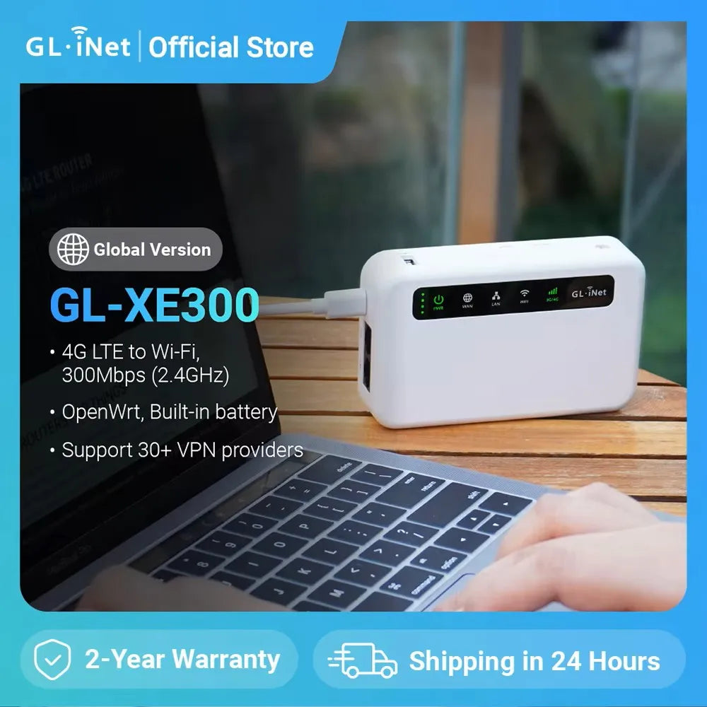 GL-XE300 OpenWrt Travel WiFi Hotspot with Battery