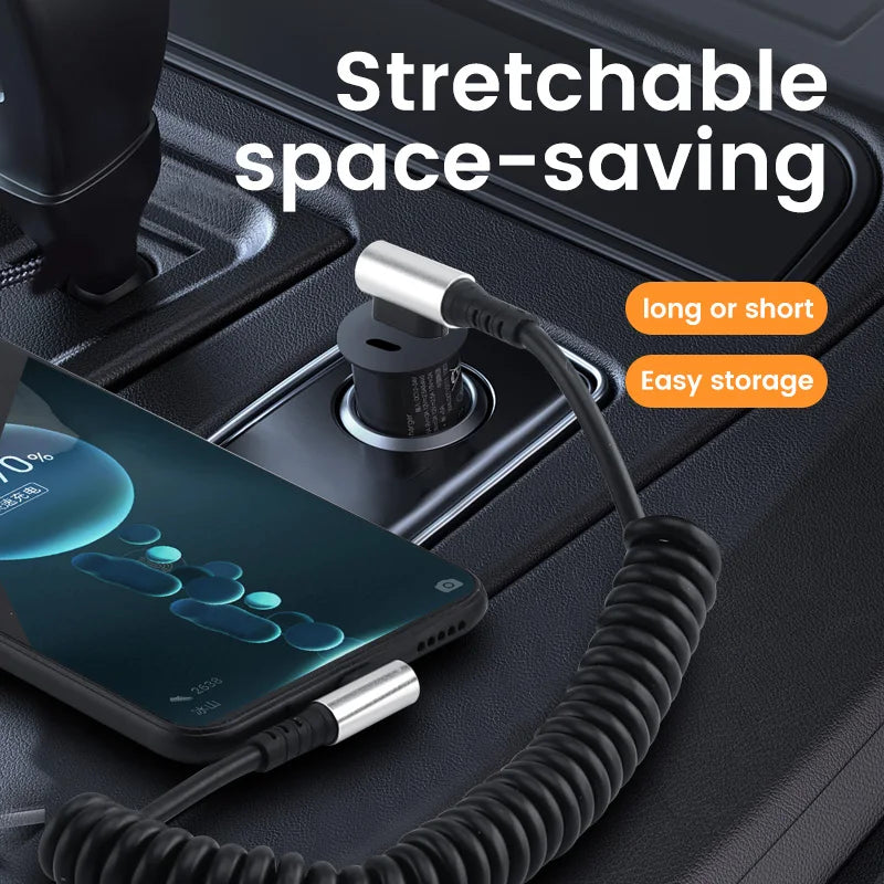 90° Retractable USB-C Fast Charging Cable