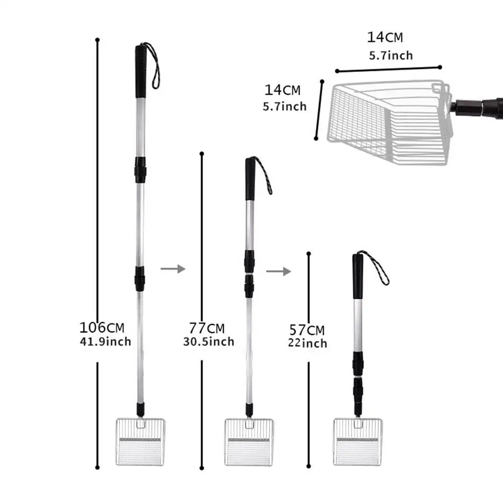Extendable Metal Cat Litter Scoop with Long Handle