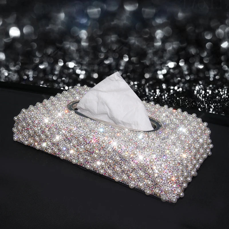 Luxury Pearl Diamond Tissue Box Holder