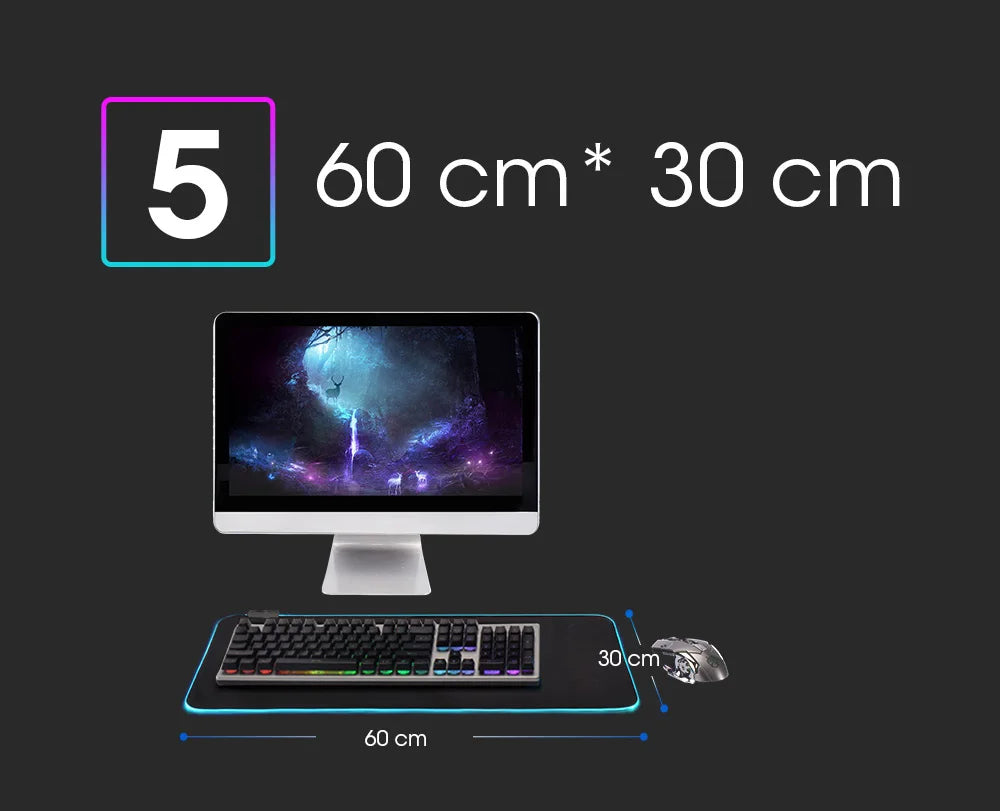 LED Backlit XXL Mouse Pad & Keyboard Mat