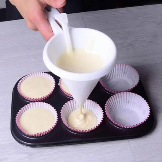 Handheld Batter Dispenser Funnel with Flow Control for Baking & Dessert Decorating