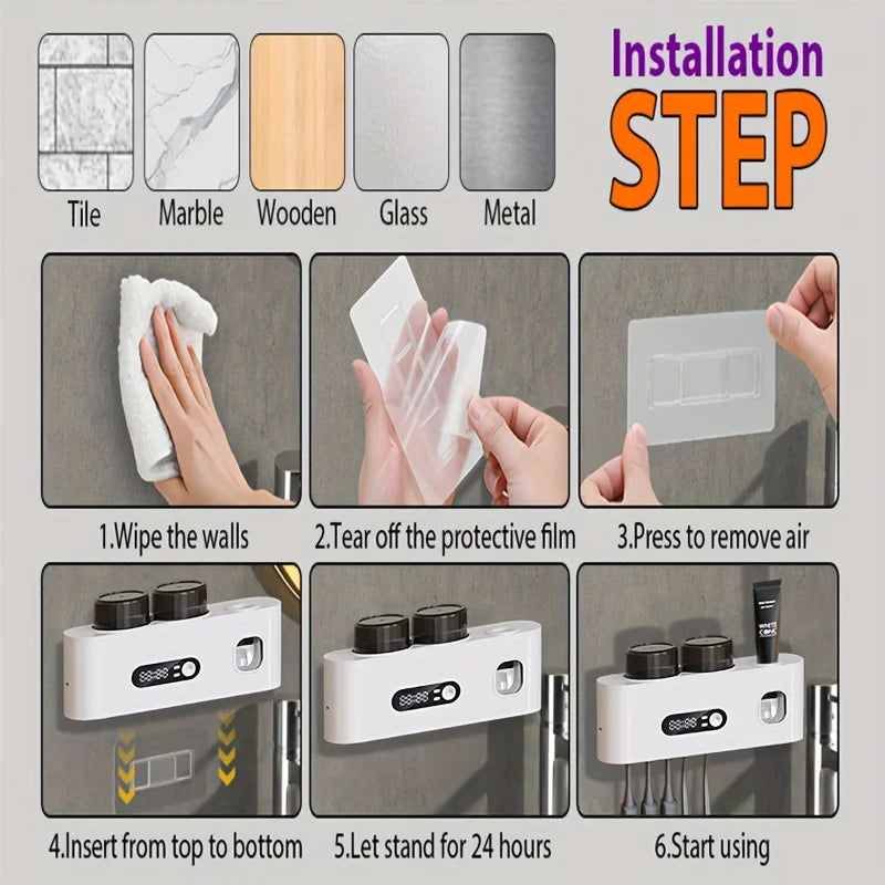 Smart Toothbrush Holder & Toothpaste Dispenser Station