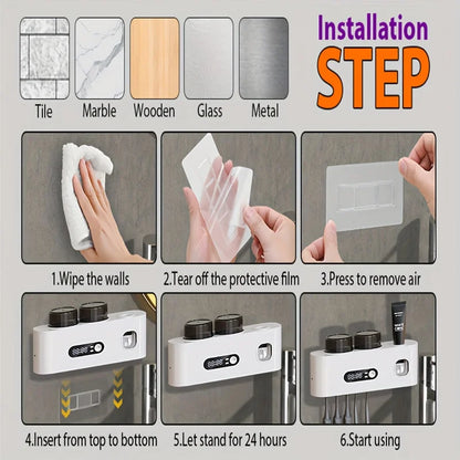 Smart Toothbrush Holder & Toothpaste Dispenser Station