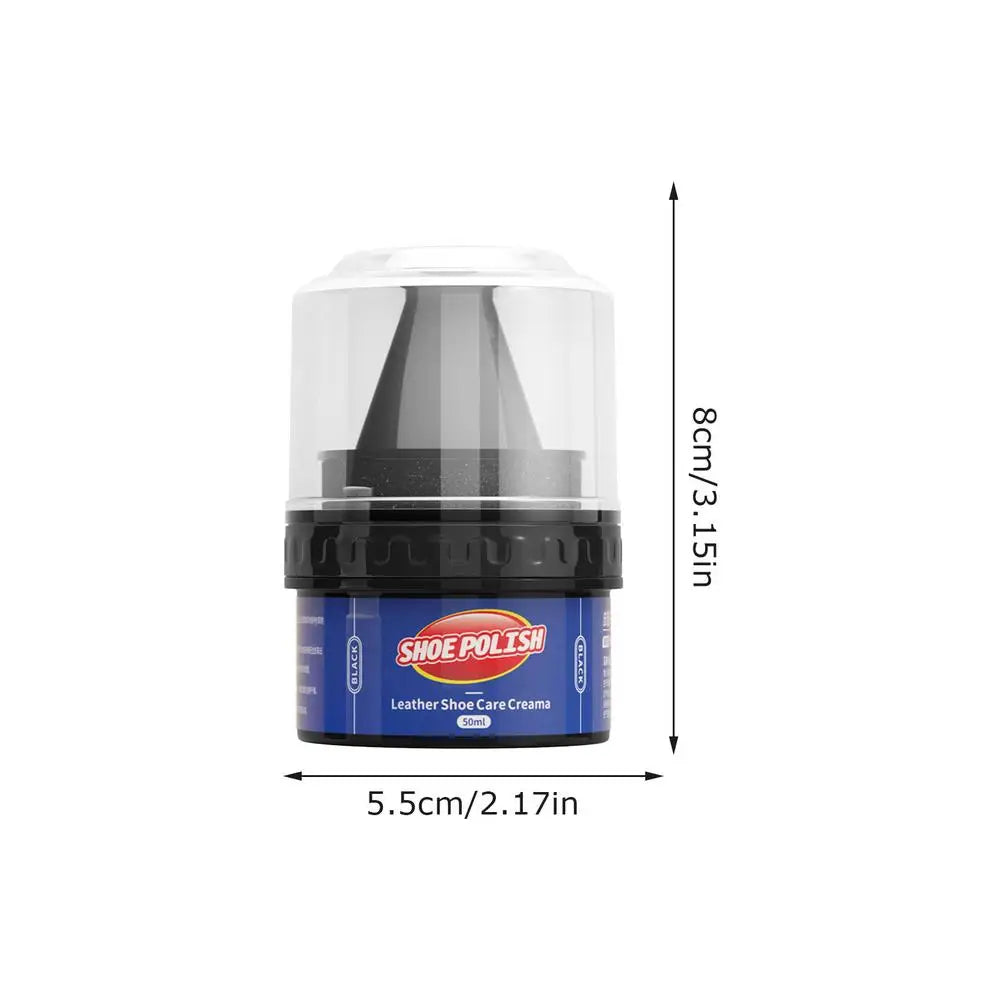 Leather Care Cream & Shoe Polish with Built-In Sponge Applicator