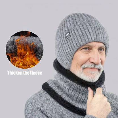 Men’s Winter Knitted Peaked Hat & Neck Warmer Set