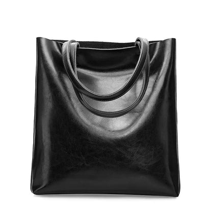 SMILEY SUNSHINE Large Genuine Cowhide Leather Tote Bag