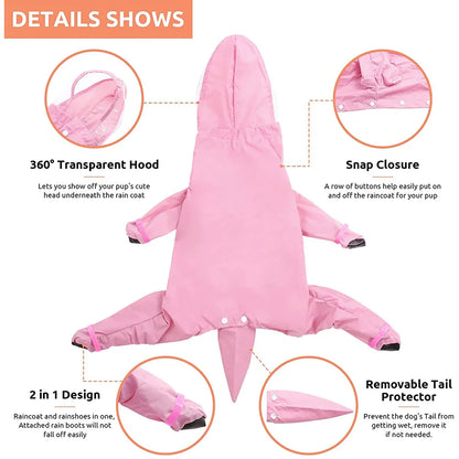 Full Body Dog Raincoat – Waterproof Hooded Pet Rain Jacket