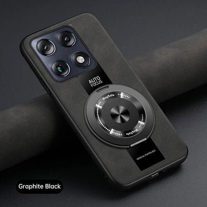 Luxury Magnetic Leather Phone Case with Rotating Ring Stand