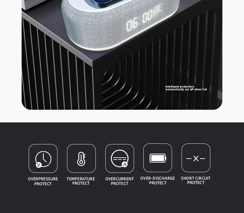 Wireless Charging Alarm Clock Station