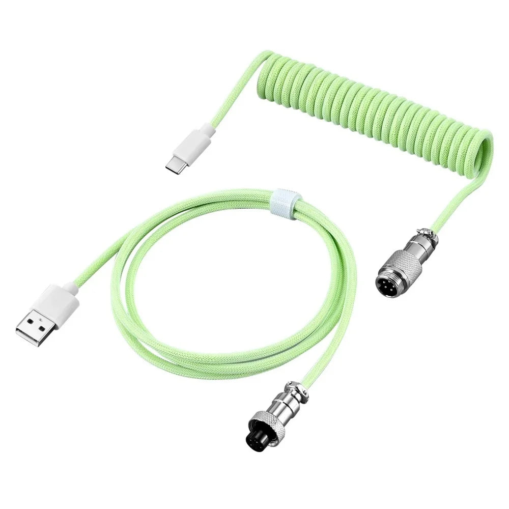 3M Coiled USB-C Mechanical Keyboard Cable – Detachable Aviator Connector