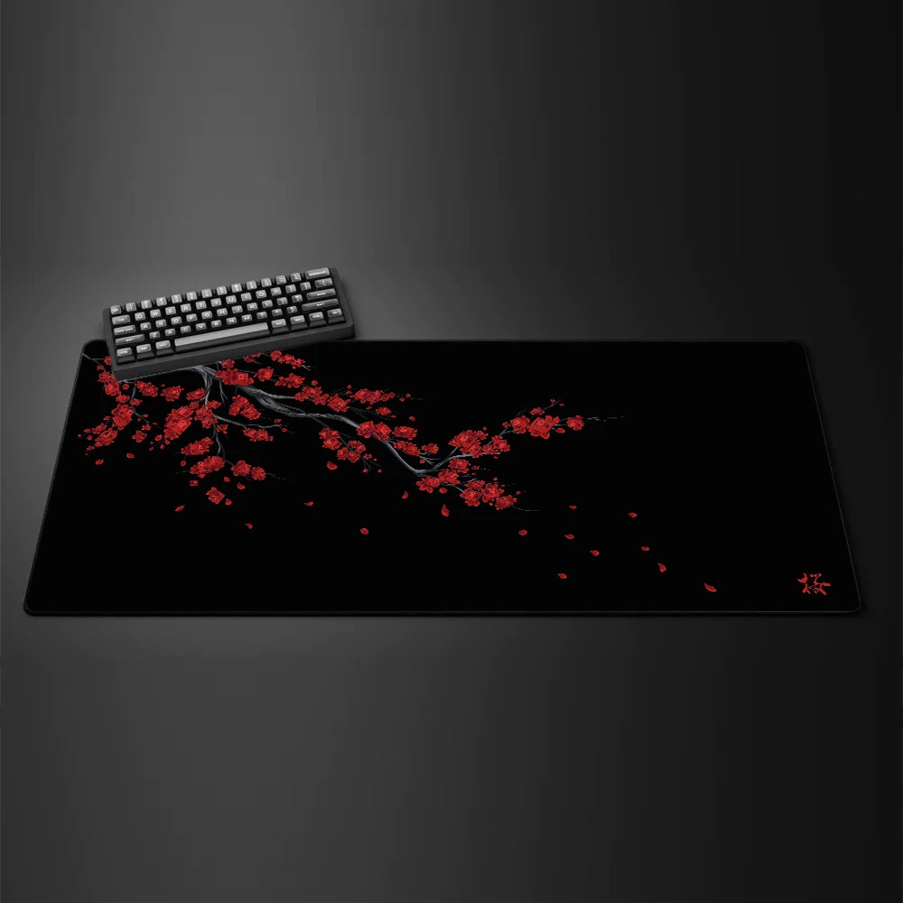 Black Sakura Extended Gaming Mouse Pad
