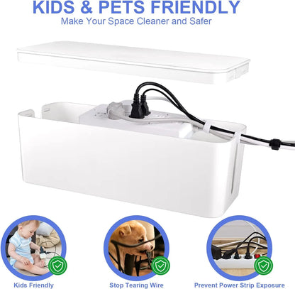Cable Management Box with Bamboo-Style Lid