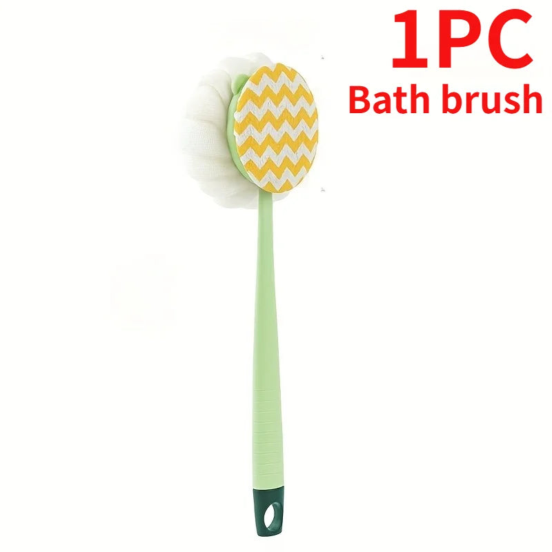 Long Handle Shower Body Brush with Loofah & Exfoliating Bristles