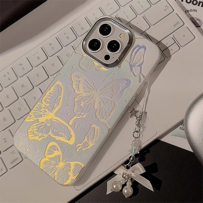 Deluxe Butterfly Glitter Phone Case for iPhone with Lanyard