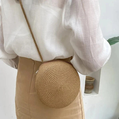 Round Straw Crossbody Bag