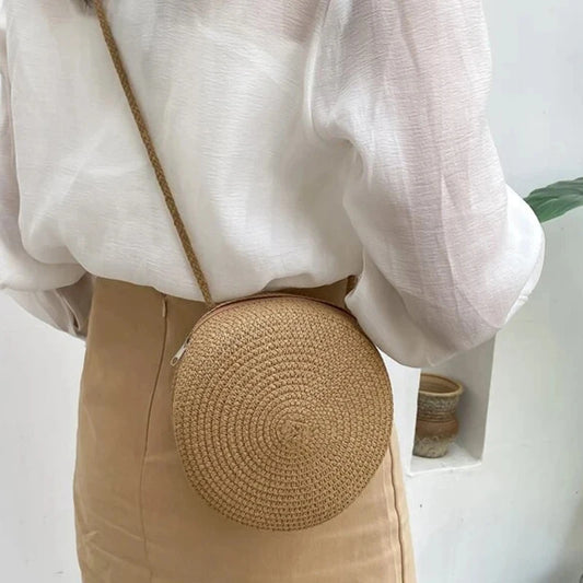 Round Straw Crossbody Bag