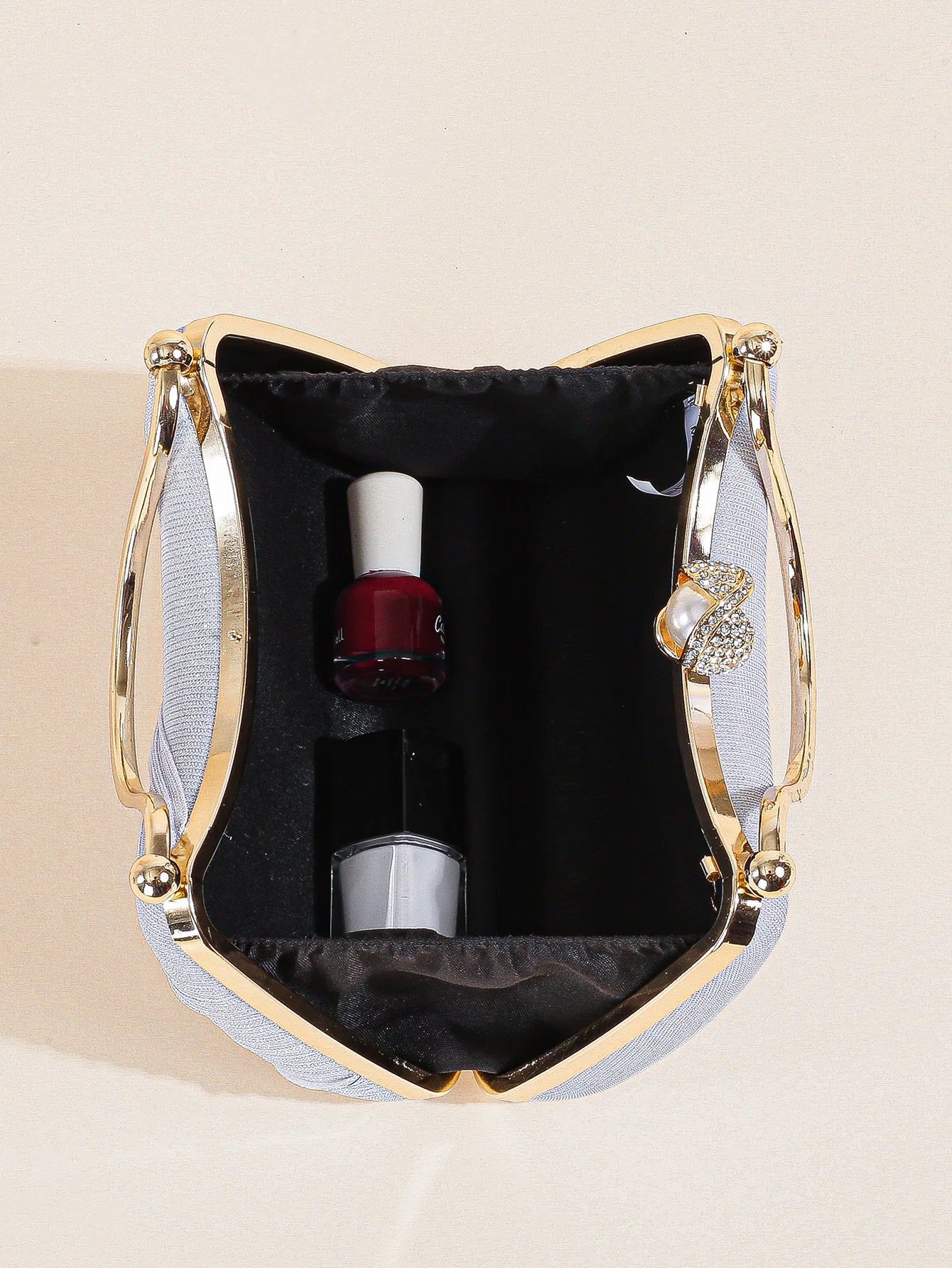 Ruched Glitter Evening Clutch Bag