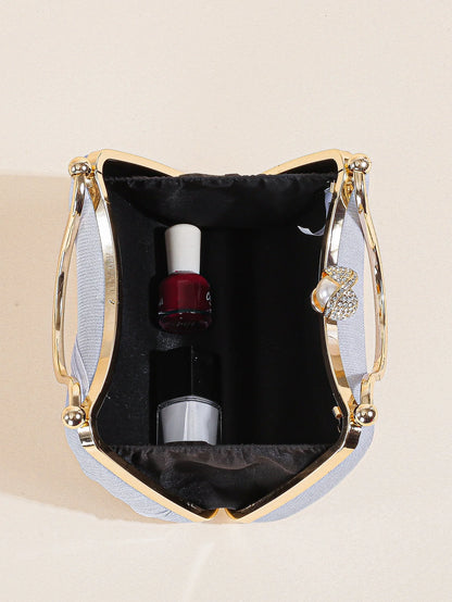 Ruched Glitter Evening Clutch Bag