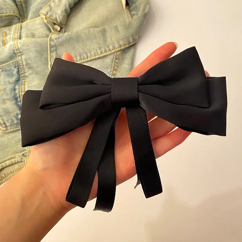 Solid Ribbon Bow Hair Clip for Women & Girls