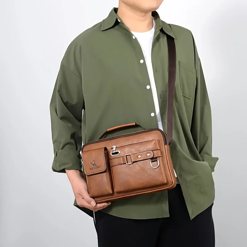 Business Casual PU Leather Messenger Bag