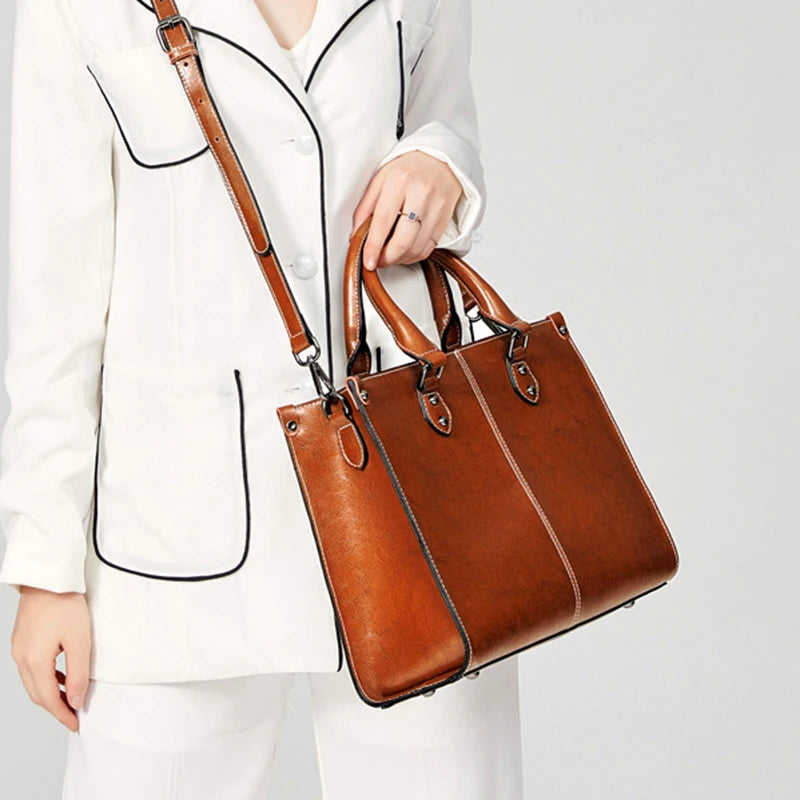 Genuine Leather Tote & Crossbody Handbag