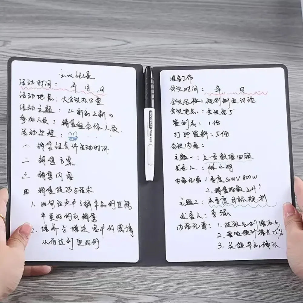 A5 Reusable Whiteboard Notebook Set with Pen & Erasing Cloth
