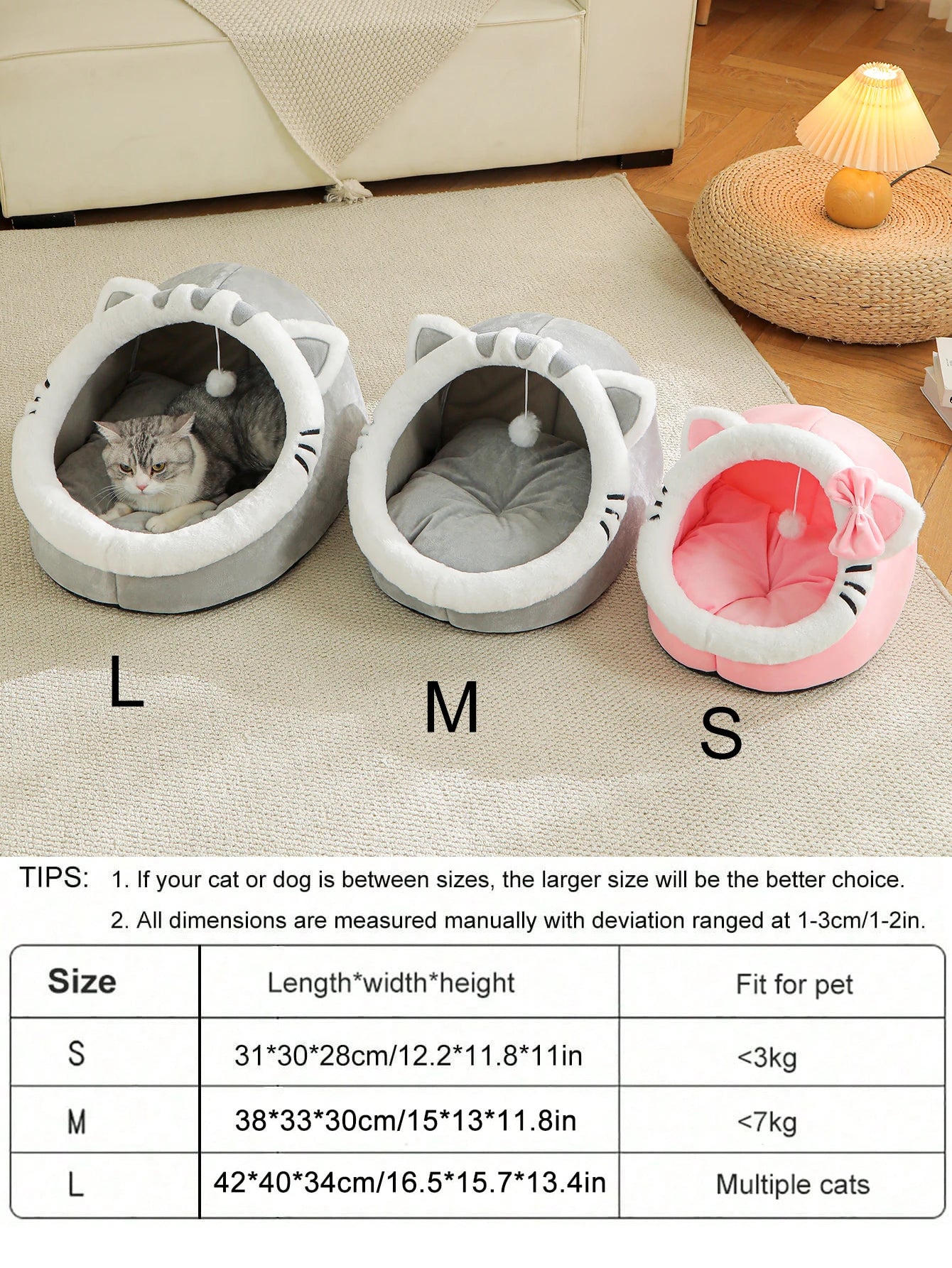 Cosy Plush Cat Cave Bed