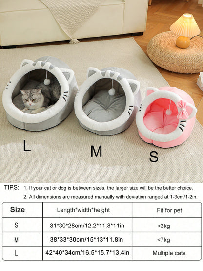 Cosy Plush Cat Cave Bed