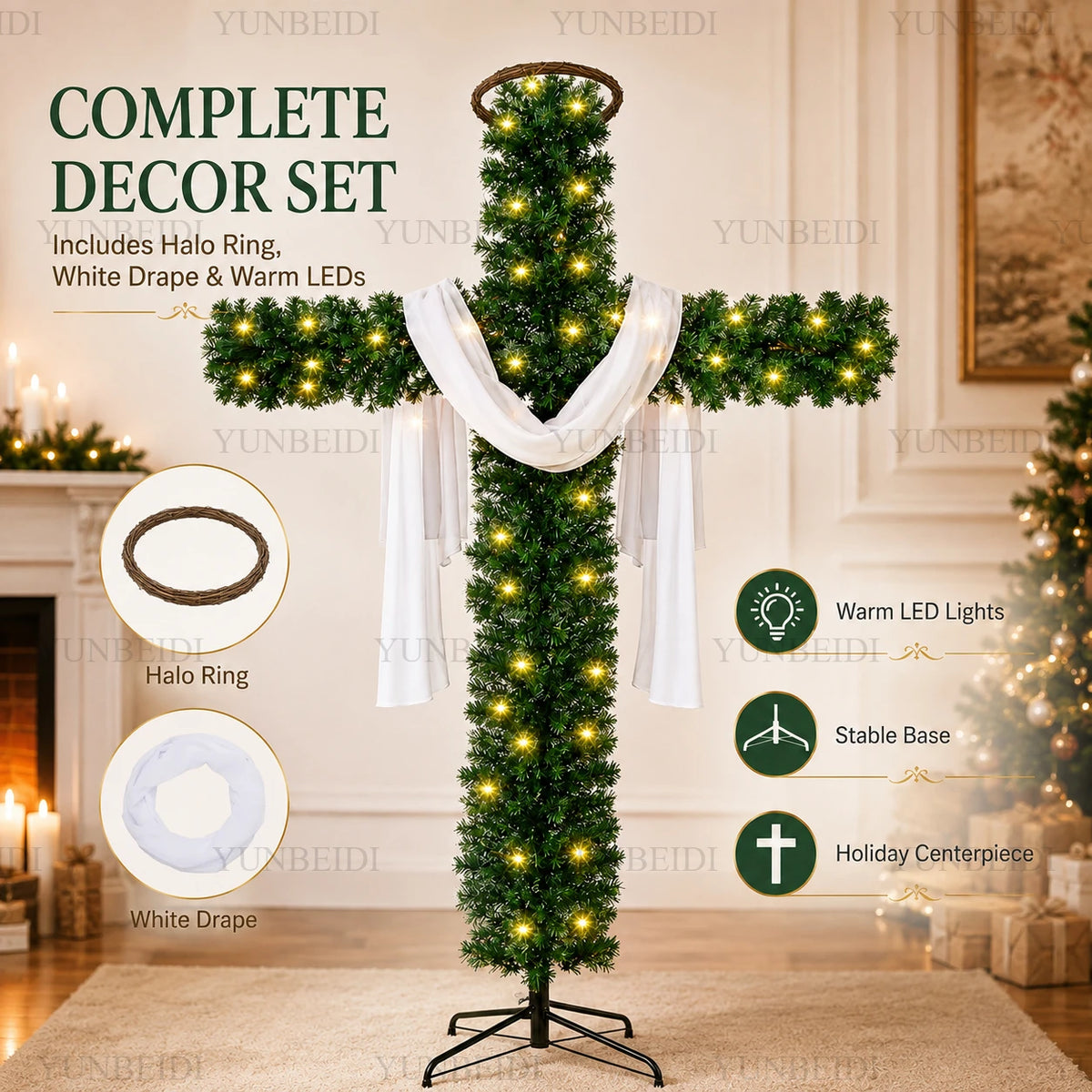 LED Cross-Shaped Christmas Tree