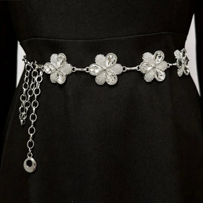 Women’s Rhinestone Flower Waist Chain