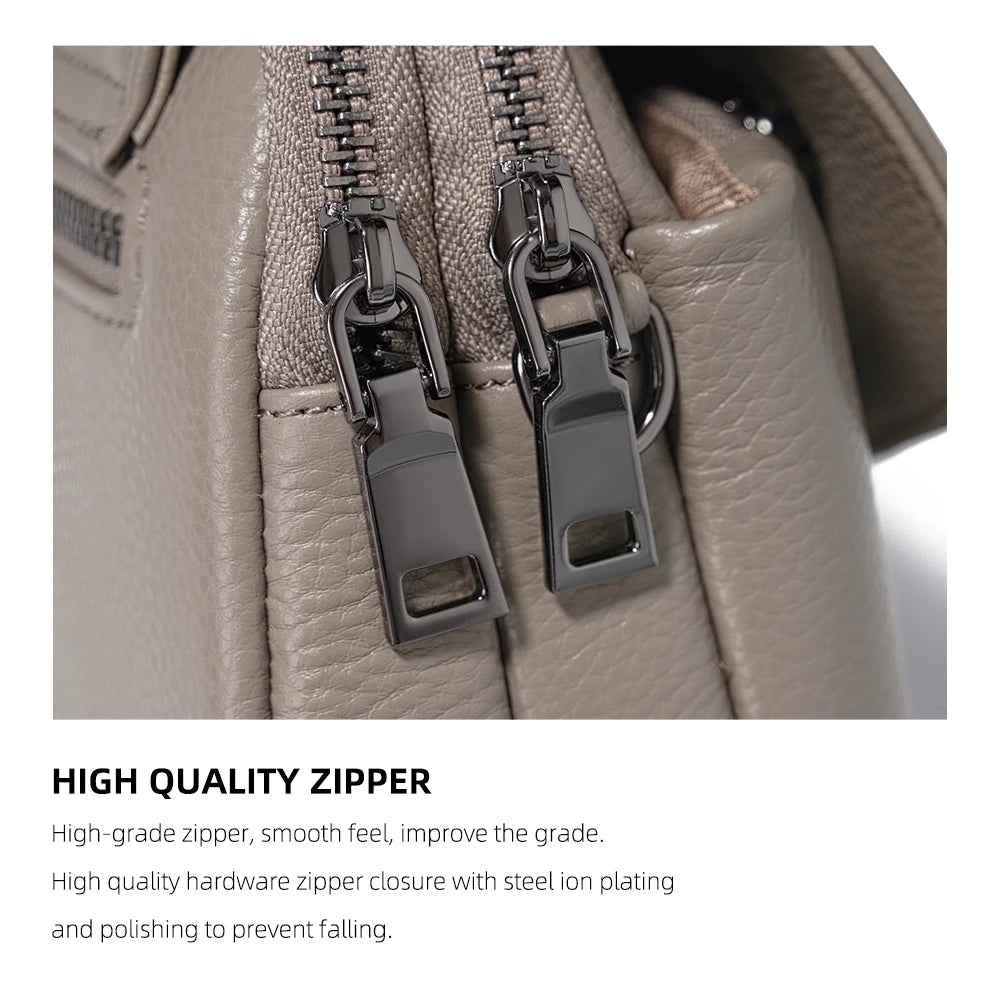 Genuine Leather Multi-Compartment Crossbody Bag