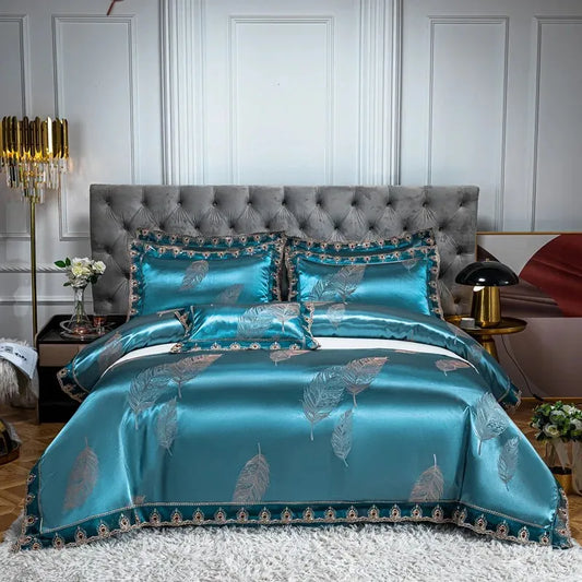 Jacquard Satin Soft Duvet Cover Set