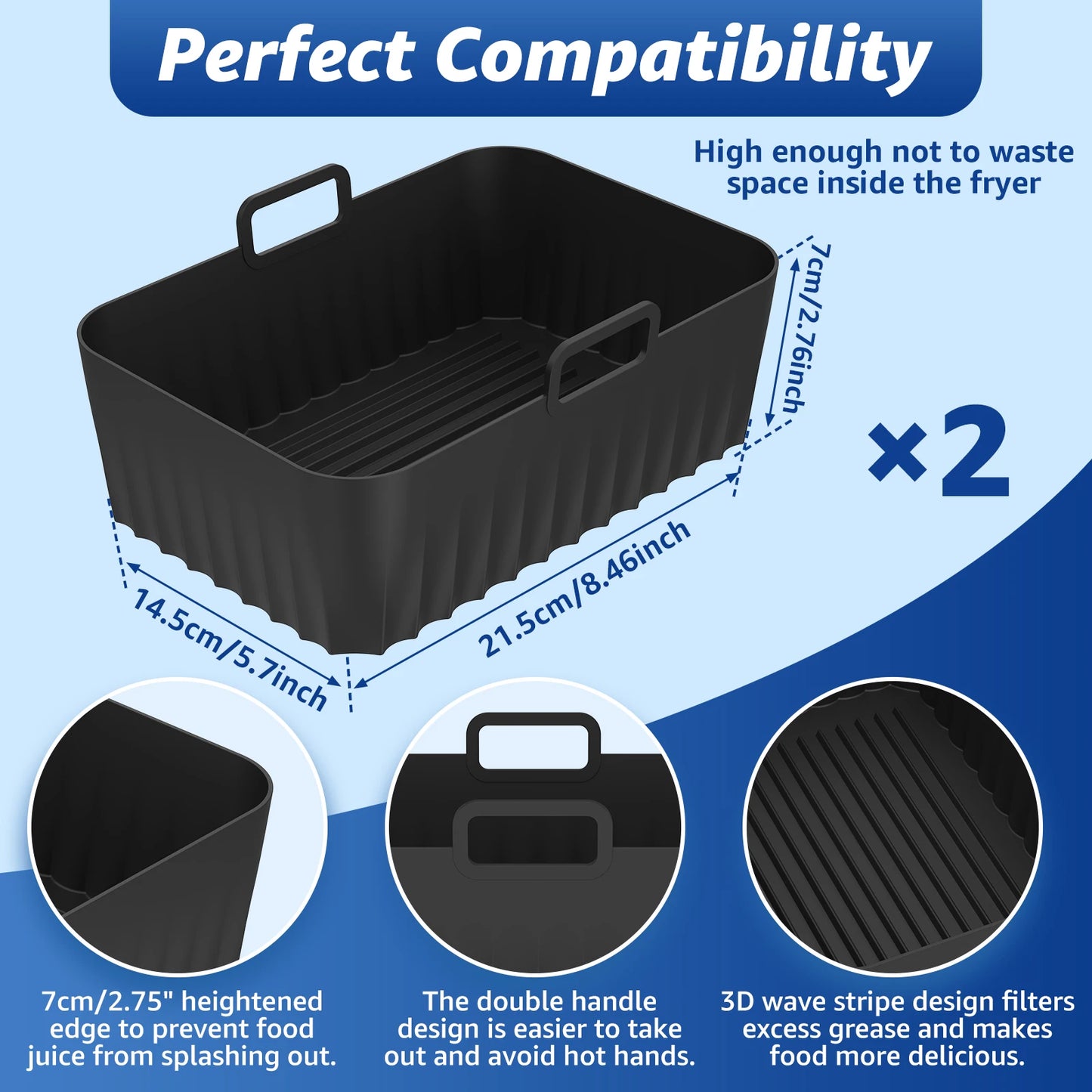 Air Fryer Silicone Liner Basket Set