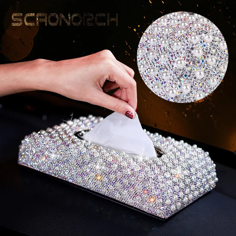 Luxury Pearl Diamond Tissue Box Holder