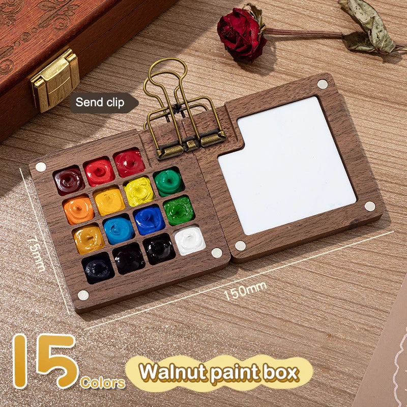Walnut Wood Watercolor Palette