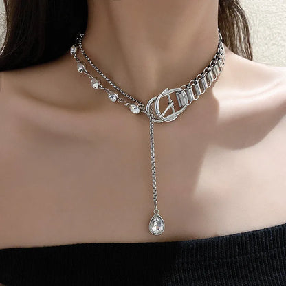 Geometric Crystal Choker Pendant Necklace