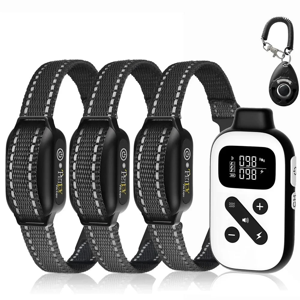 IPX7 Waterproof Remote Dog Training Collar with Auto Anti-Bark Mode