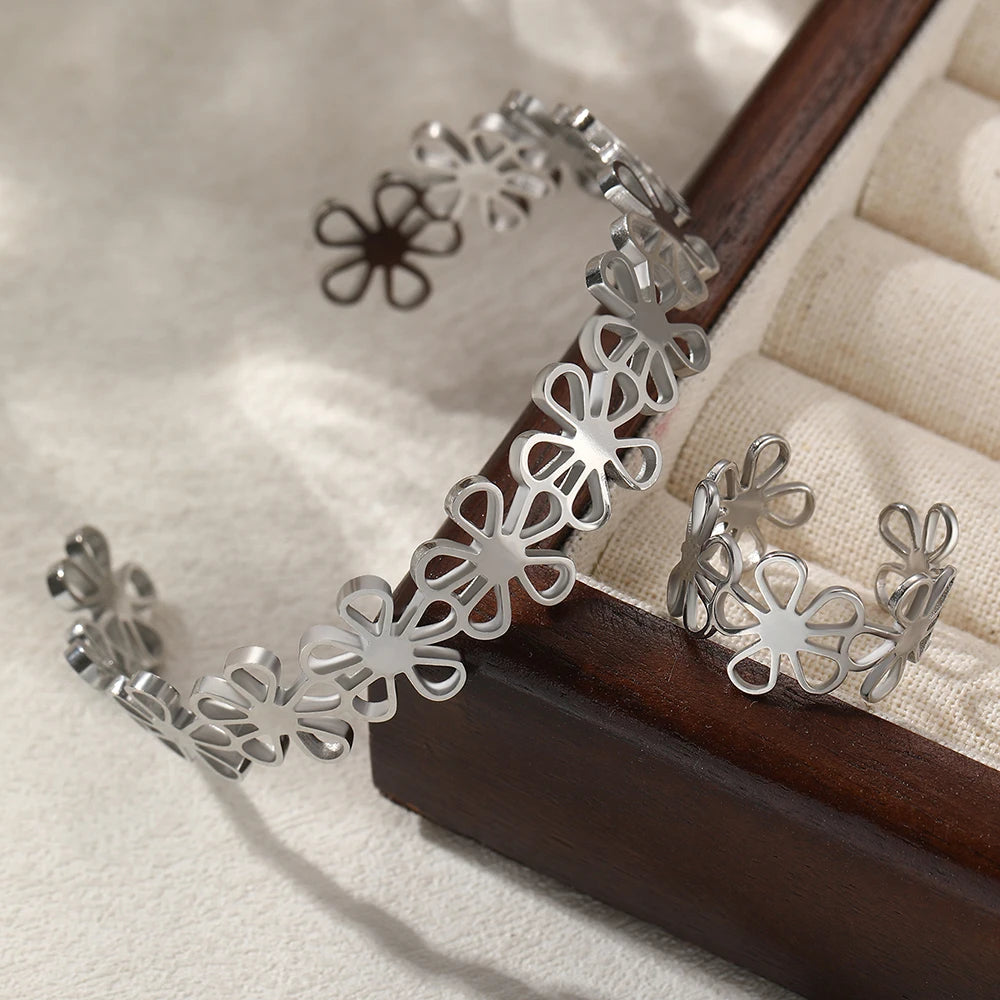 Stainless Steel Bracelet & Ring Set