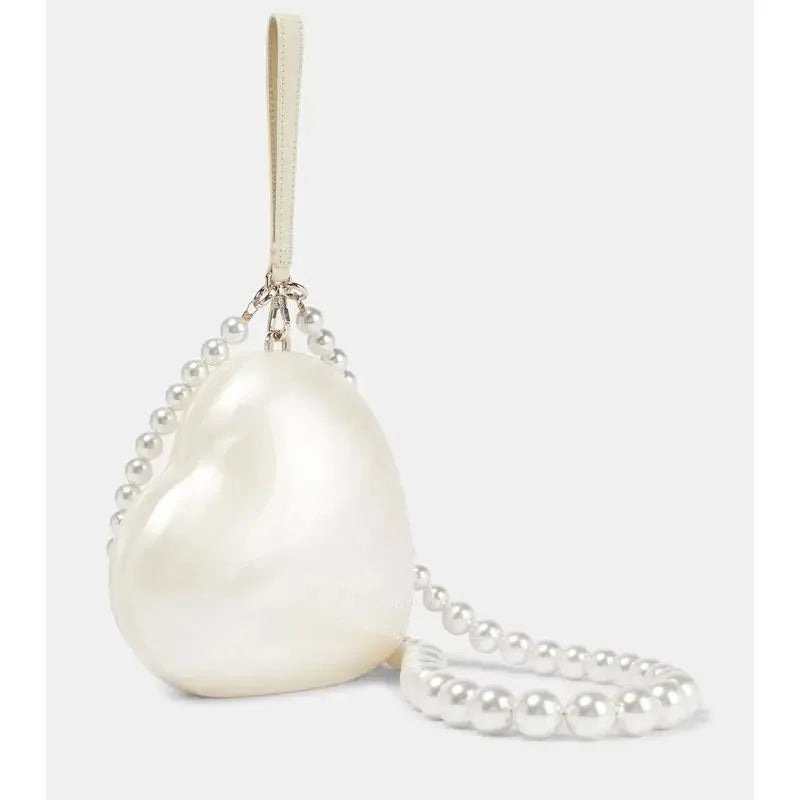 Pearl Handle Heart Evening Bag