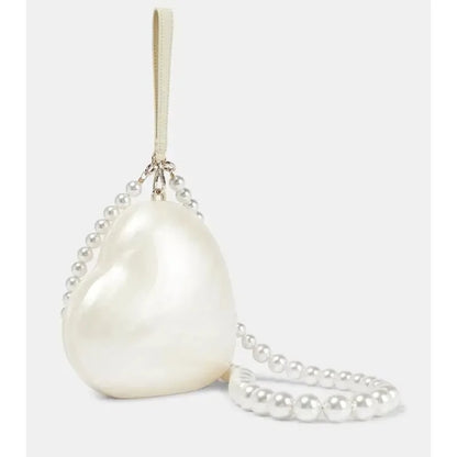 Pearl Handle Heart Evening Bag
