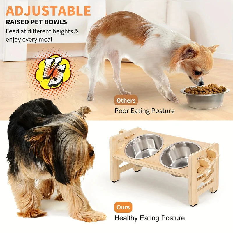 Adjustable Elevated Pet Feeder with Stainless Steel Bowls