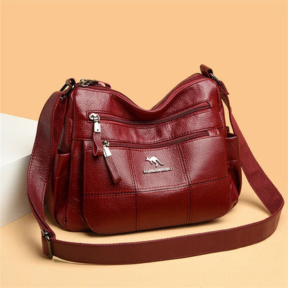 Casual Floral Embossed Leather Crossbody Shoulder Bag
