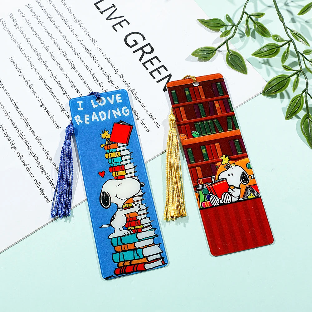 Cute Snoopy Acrylic Bookmark with Tassel